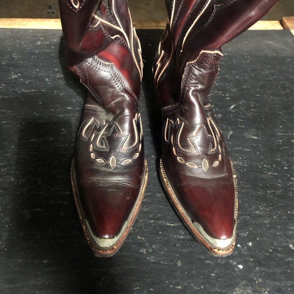 Custom made] Chocolate brown Leather Metal Western Cowboy Boots - Picture 5 of 10